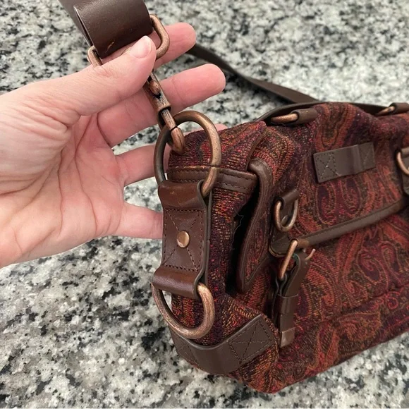 Vintage Cynthia Rowley Tapestry Purse Leather - Picture 6 of 8